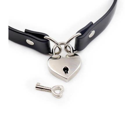Collar con Candado de Corazón Cuero Vegano Talla Única