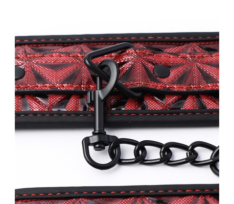 Esposas para Tobillos Acolchadas Ajustable Diamond Cuero Vegano