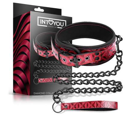 Collar con Correa Ajustable Diamond Cuero Vegano