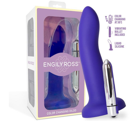 Dildo que Cambia de Color Púrpura a Rosa Talla S 14 cm
