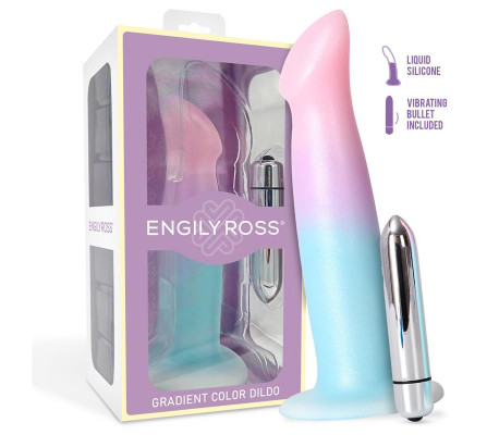 Dildo con Vibración y Ventosa Color Degradado 17 cm