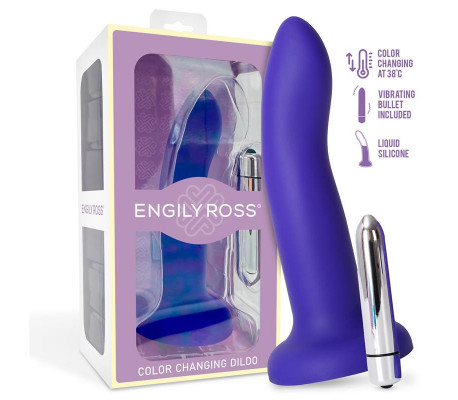 Dildo con Vibración que Cambia de Color Azul a Púrpura Talla M 17 cm