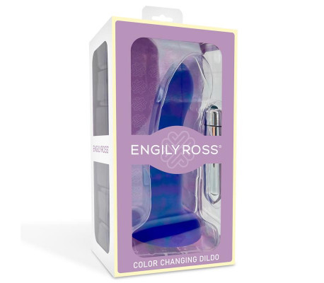 Dildo con Vibración que Cambia de Color Azul a Púrpura Talla M 17 cm