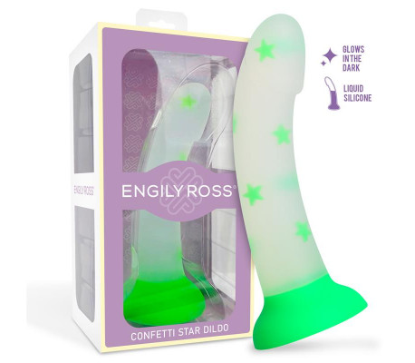 Dildo que Brilla en la Oscuridad Confetti Star 17 cm