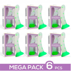 Pack 6 Dildo que Brilla en la Oscuridad Confetti Star 17 cm