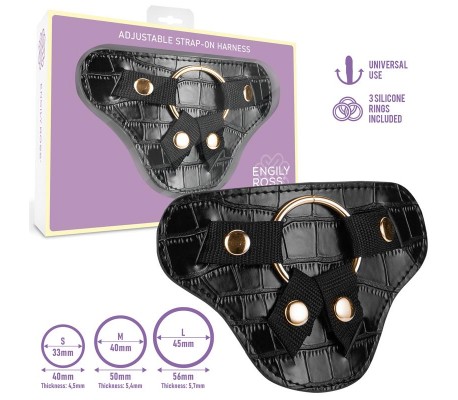Roxane Arnés Universal Ajustable 3 Anillo de Silicona Negro