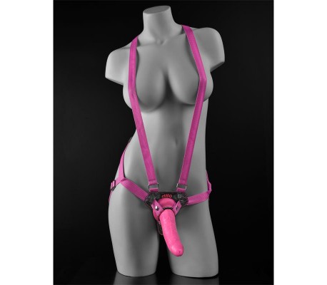 Arnés con Tirantes y Dildo 19 cm-7 Rosa