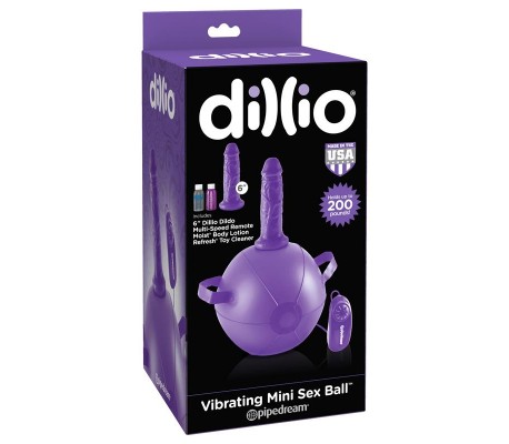 Mini Bola con Dildo y Vibración Púrpura