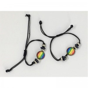 Pulsera Ajustable con Círculo Bandera LGBT+