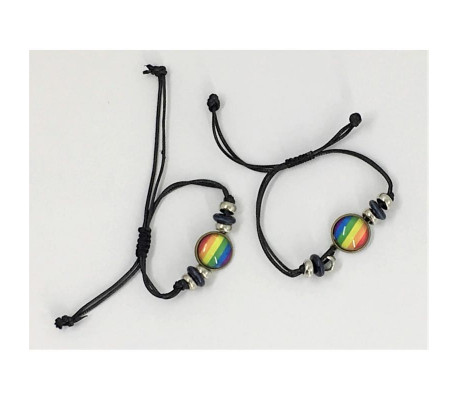 Pulsera Ajustable con Círculo Bandera LGBT+