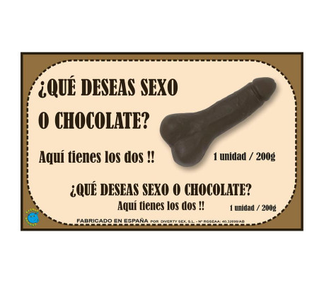 Chocolatina Chocolate Puro Forma de Pene 200 gr