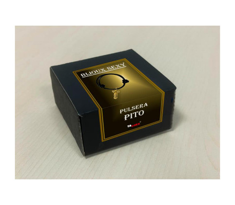 Pulsera en forma de pene de color dorado.