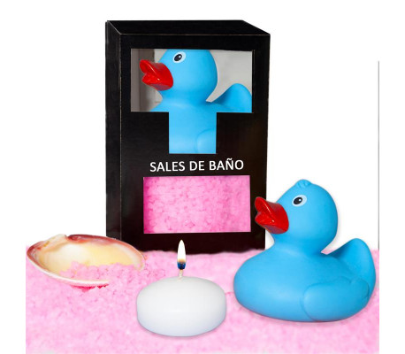 Set Sales Baño Aroma Rosas Pato, Vela y Concha 150 gr