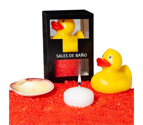 Set Sales Baño Aroma Frutos Rojos Pato, Vela y Concha 150 gr
