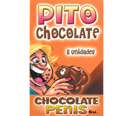 Caja Comic Forma Pene Chocolate Negro 6 unidades