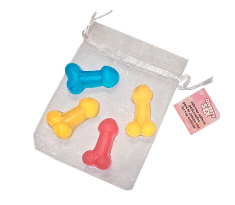 Set de 4 Mini Jabones Forma de Pene de Colores
