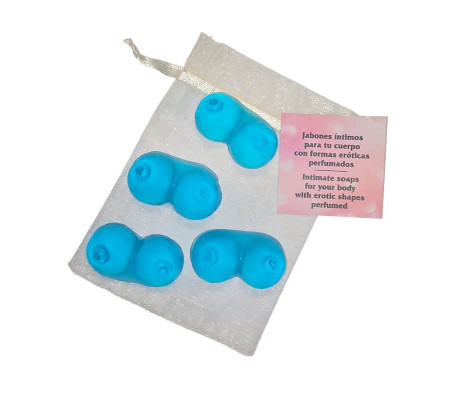 Set de 4 Mini Jabones en forma de Tetas Azules Aromatizados