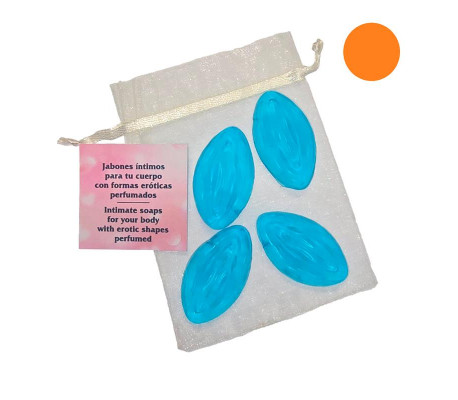 Set de 4 Mini Jabones en Forma de Vagina Naranja Aromatizados