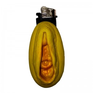Mechero en Forma de Vagina Dorado