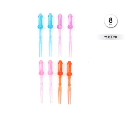 Pinchos Forma Pene Colores 8 unidades