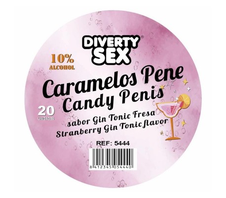 20 Caramelos Forma de Pene Sabor Gin Tonic