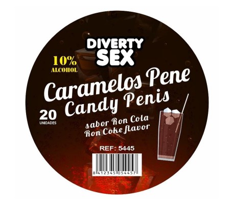 20 Caramelos Forma de Pene Sabor Ron Cola