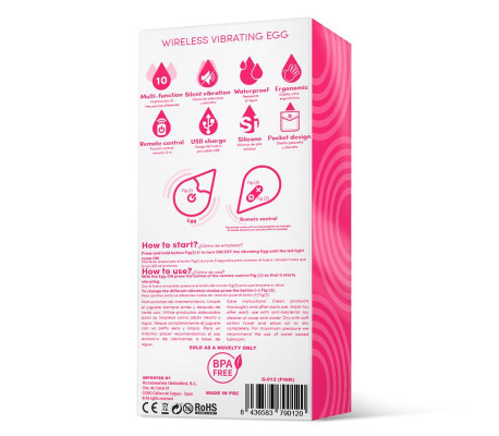 Huevo Vibrador Control Remoto USB Silicona Rosa