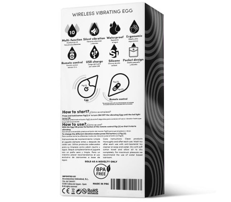 Huevo Vibrador Control Remoto USB Silicona Negro