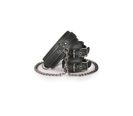 Set de Ligaduras Collar y Esposas Negro