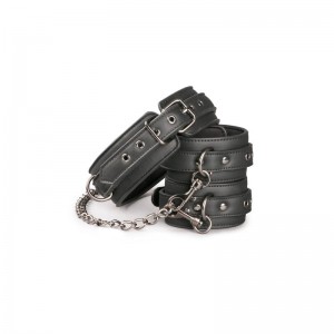 Set Ligaduras Collar y Esposas para Tobillos Negro