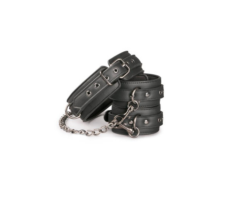 Set Ligaduras Collar y Esposas para Tobillos Negro