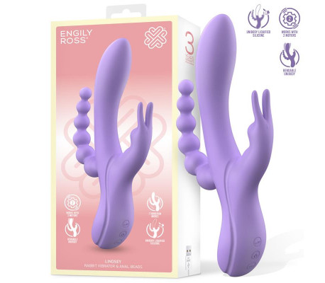 Lindsay Vibrador con Cadena Anal Silicona Líquida Unibody Flexible 2 Motores