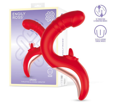 Drako Vibrador con Thrusting y Lengua Oscilante 360º