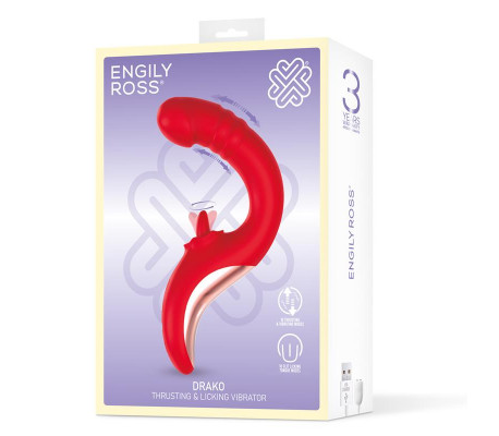 Drako Vibrador con Thrusting y Lengua Oscilante 360º