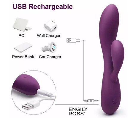 Bacall 3.0 Vibrador Silicona Liquida Inyectada Doble Motor USB Púrpura