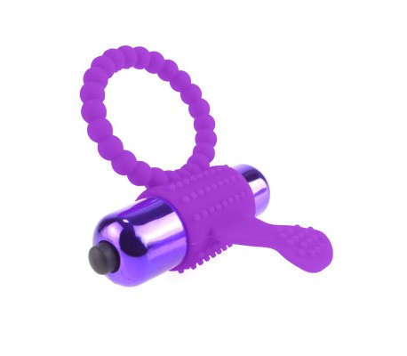 Anillo de Silicona con Bala Vibradora Púrpura