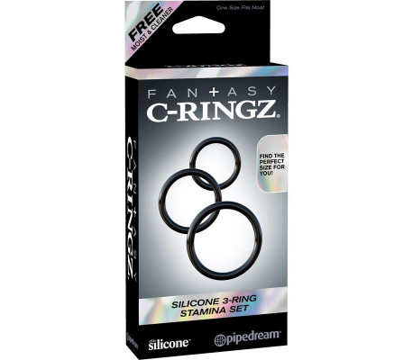 Fantasy C-Ringz Set de 3 Anillos de Silicona Color Negro