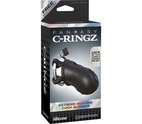 Fantasy C-Ringz Jaula de Bloqueo extremo de Silicona Color Negro
