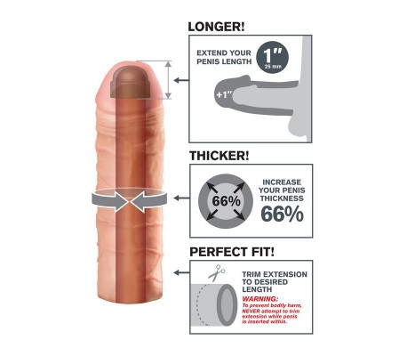 Fantasy X-tensions Mega 2,54 cm Extensión de Pene - Color Natural