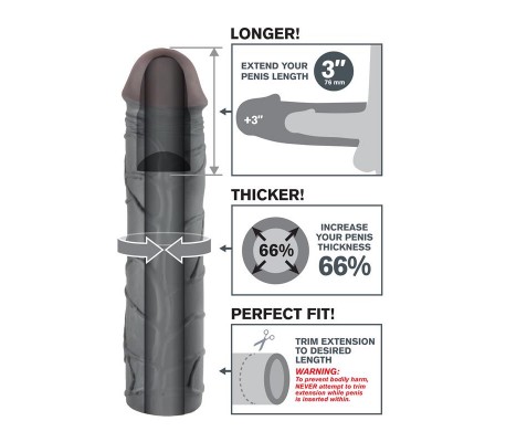 Fantasy X-tensions  Mega 7,6 cm Extensión de Pene - Color Negro