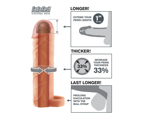 Fantasy X-tensions  Perfect 2,5 cm Extensión de Pene con Anilla para Testículos - Color Natural