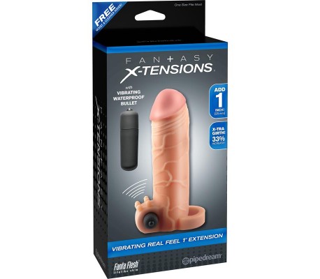 Fantasy X-tensions Vibrador Real Feel de 2,5 cm con Extensión - Color Natural