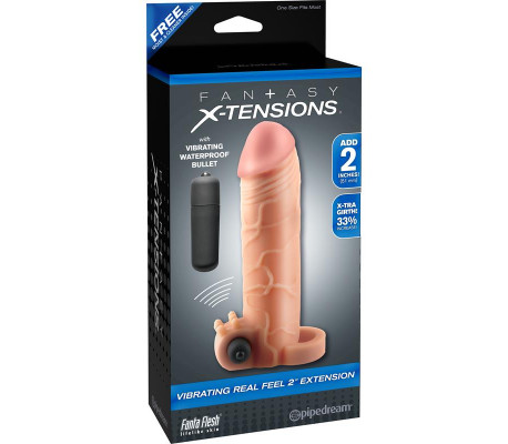 Fantasy X-tensions Vibrador Real Feel de 5,1 cm con Extensión - Color Natural
