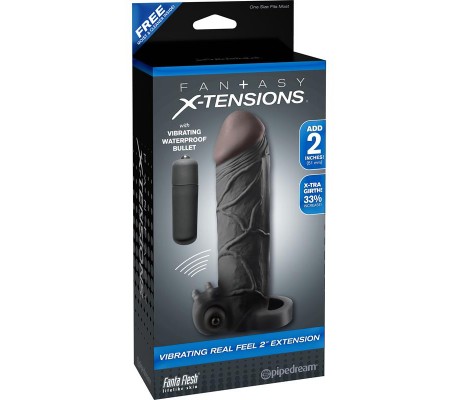 Fantasy X-tensions Vibrador Real Feel de 5,1 cm con Extensión - Color Negro