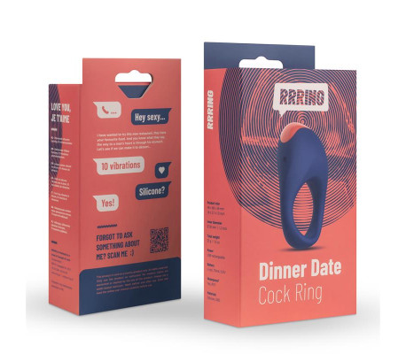 Rring Dinner Date Anillo para el Pene con Vibración USB Silicona