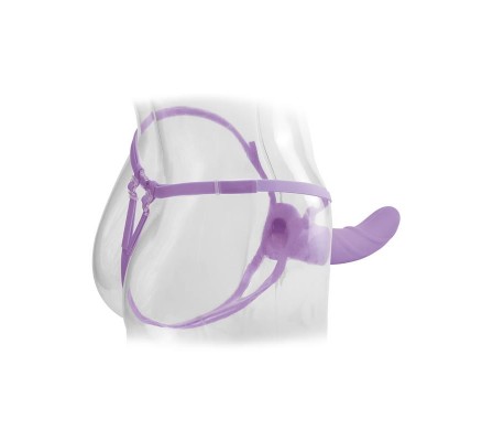 Arnés con Dildo Hueco con Vibración 20 cm Púrpura