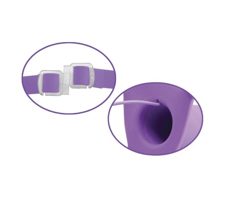 Arnés con Dildo Hueco con Vibración 20 cm Púrpura