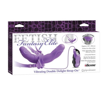 Fetish Fantasy Elite Arnés de Doble Deleite Vibrador Púrpura