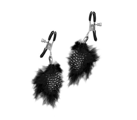 Pinzas para Pezones con Plumas Negro