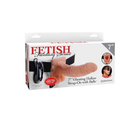 Fetish Fantasy Series Arnés Vibrador de 17,7 cm con Hueco y Testículos Color Natural